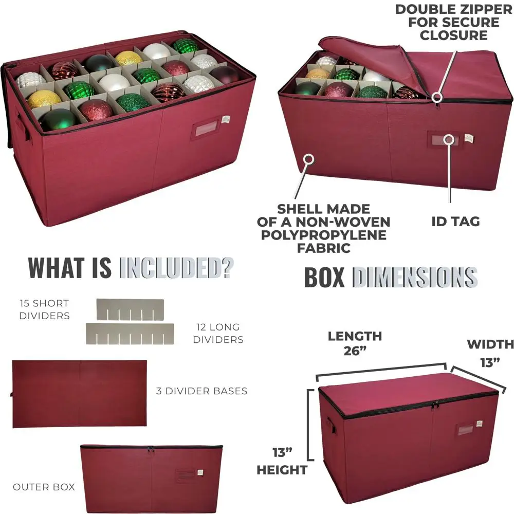 Органайзер для рождественских украшений в стиле Vermont с регулируемыми перегородками, вмещает 54 украшения 4 дюйма, бескислотная защита
Органайзер для рождественских украшений в стиле Vermont с регулируемыми перегородками, вмещает 54 украшения 4 дюйма, бескислотная защита