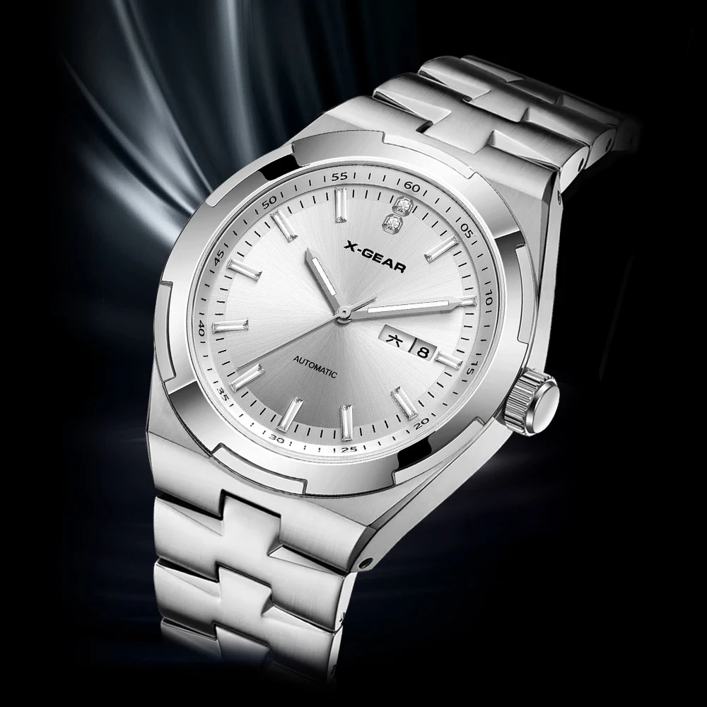 X-GEAR New Mens Watch Luxury Fashion Stainless Steel Strap Night Light Dual Calendar mechanical Men Watch
X-GEAR New Mens Watch Luxury Fashion Stainless Steel Strap Night Light Dual Calendar mechanical Men Watch