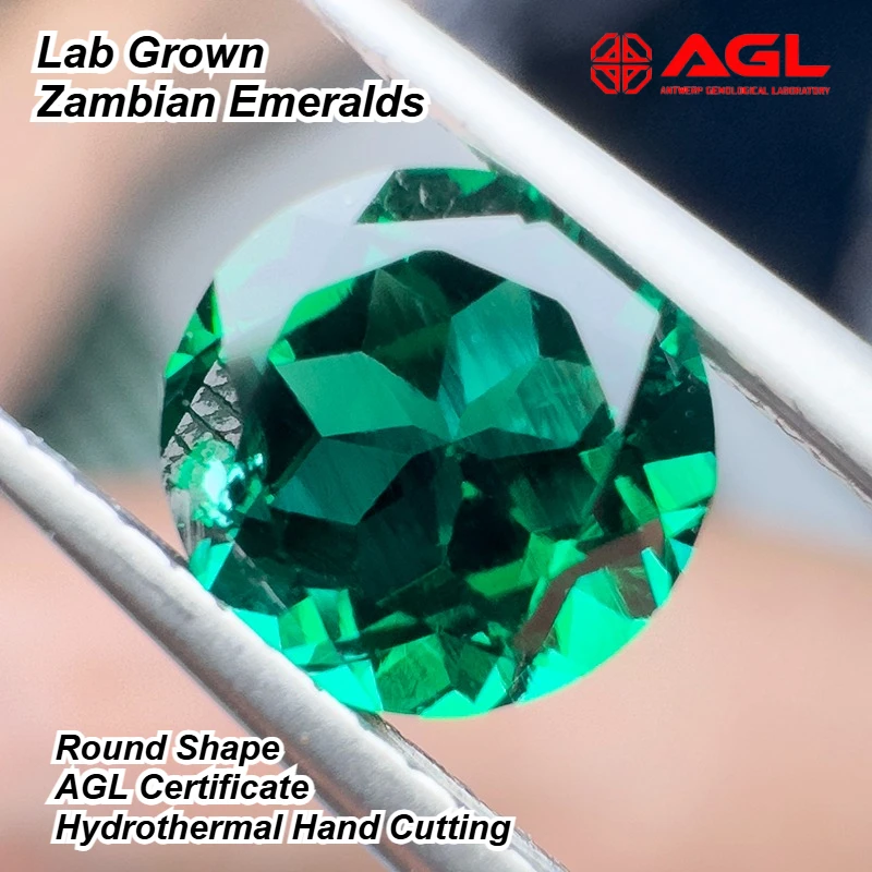 Lab Grown Zambian Emeralds Round Shape Hydrothermal Hand Cutting with Cracks Inclusions Inside Selectable AGL Certificate
Lab Grown Zambian Emeralds Round Shape Hydrothermal Hand Cutting with Cracks Inclusions Inside Selectable AGL Certificate