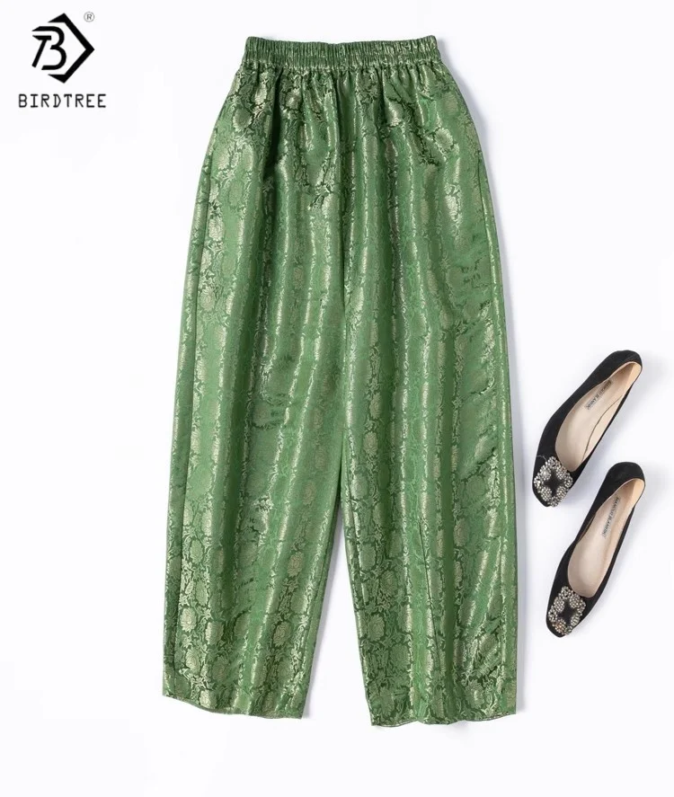 Birdtree Summer 30MM 100% Mulberry Silk Pants,Women Jacquard Satin Elastic Waist Solid Loose Haren Pants,2025 New P56405JF
Birdtree Summer 30MM 100% Mulberry Silk Pants,Women Jacquard Satin Elastic Waist Solid Loose Haren Pants,2025 New P56405JF