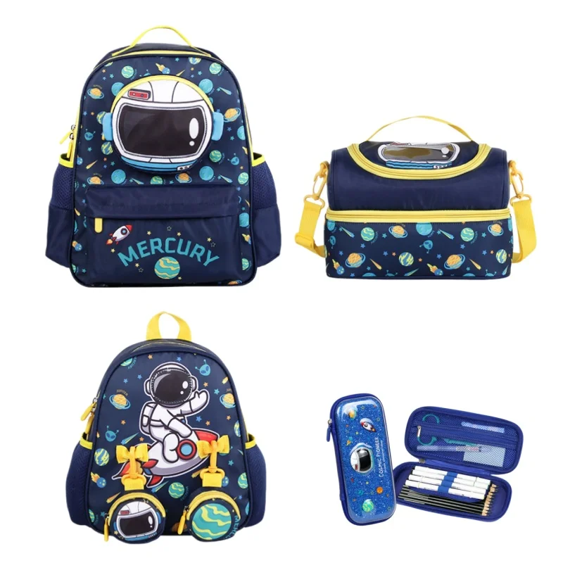 Backpack Set Cartoon Astronaut Print With Lunch Bag Pencil Case Lightweight Portable For Kindergarten And Primary School Student
Backpack Set Cartoon Astronaut Print With Lunch Bag Pencil Case Lightweight Portable For Kindergarten And Primary School Student