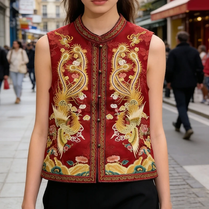 Vintage Chinese Style Women Vest Jackets Luxury Embroidery Phoenix Outerwear Qipao Top Tang Suit Waistcoat Oriental Clothes
Vintage Chinese Style Women Vest Jackets Luxury Embroidery Phoenix Outerwear Qipao Top Tang Suit Waistcoat Oriental Clothes