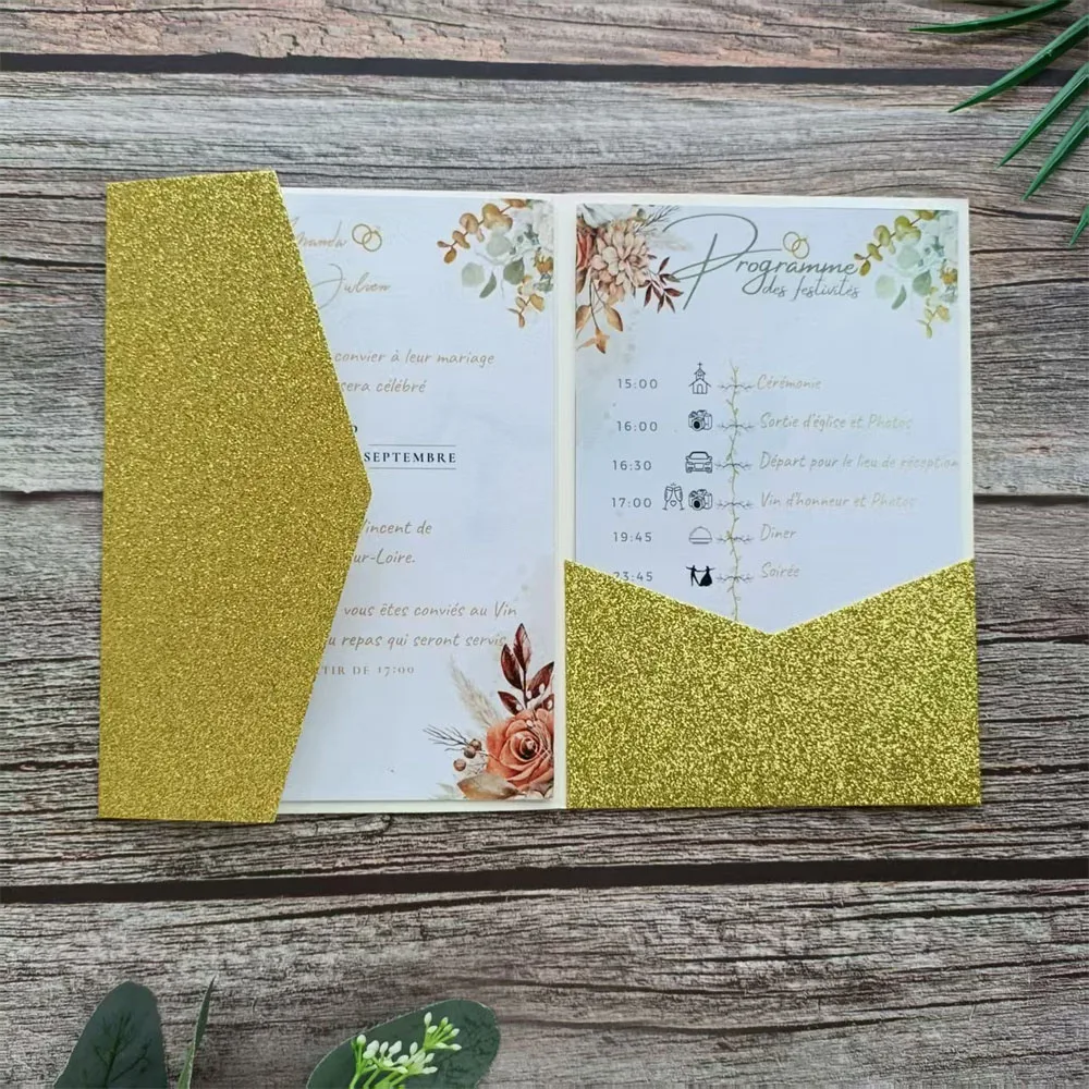 Glitter Gold Pocket Invitation Card Envelope For Wedding Anniversary Holiday Greeting Card Holder 50 pcs
Glitter Gold Pocket Invitation Card Envelope For Wedding Anniversary Holiday Greeting Card Holder 50 pcs