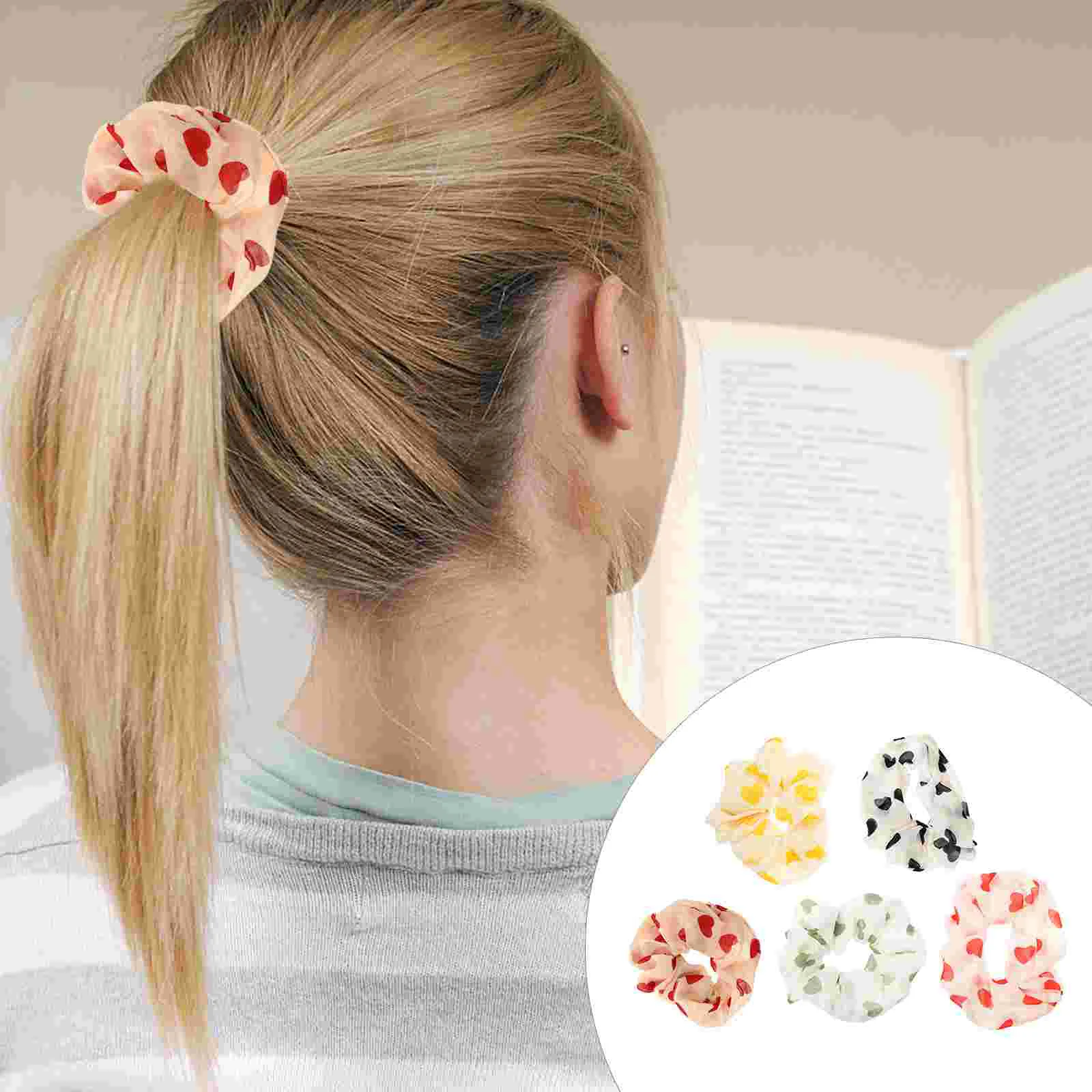 5 Pcs Chiffon Hair Scrunchies Elastic Tie Ribbon Love Pattern Ponytail Band Soft Smooth Stretchable Ideal Gifts Easy
5 Pcs Chiffon Hair Scrunchies Elastic Tie Ribbon Love Pattern Ponytail Band Soft Smooth Stretchable Ideal Gifts Easy