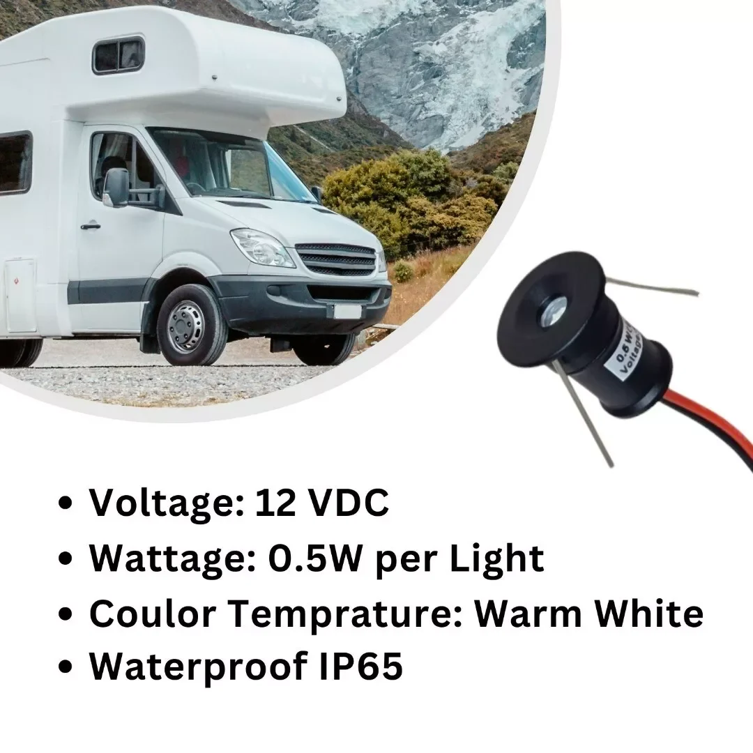 6PCS 12V Mini Spot Lights 0.5W IP65 Blue Light Campervan Motorhome Downlights Outdoor Caravan Decorative Accessories
6PCS 12V Mini Spot Lights 0.5W IP65 Blue Light Campervan Motorhome Downlights Outdoor Caravan Decorative Accessories