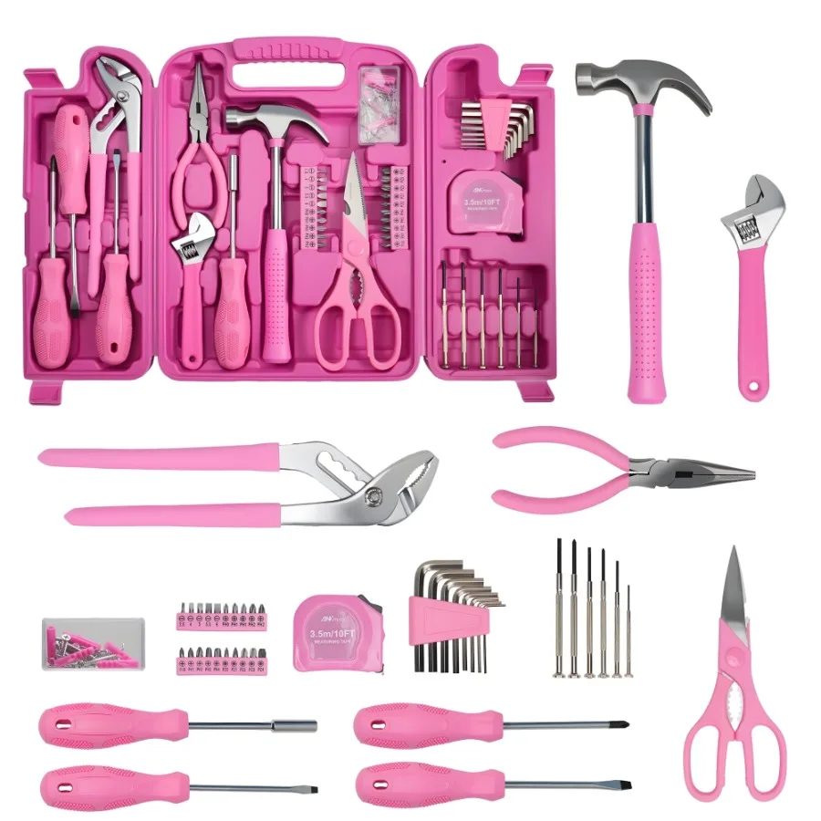 136-Piece Pink Tool Set for Women, Household Small Tool Set, Toolbox Storage for Home Repairs, Portable Hand Tool Kit for Colle
136-Piece Pink Tool Set for Women, Household Small Tool Set, Toolbox Storage for Home Repairs, Portable Hand Tool Kit for Colle