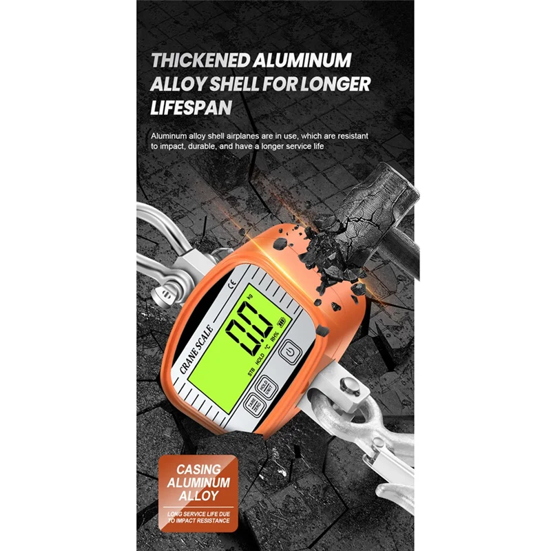 A25F-1000Kg Digital Crane Scales 0.1Kg LCD Industrial Grade Heavy Duty Hook Scale Them Hygrometer Hold Weighing Meter
A25F-1000Kg Digital Crane Scales 0.1Kg LCD Industrial Grade Heavy Duty Hook Scale Them Hygrometer Hold Weighing Meter