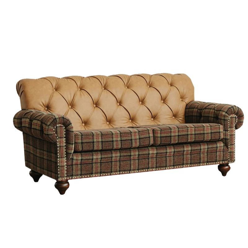 Fabric sofa small apartment French living room retro British leather double light
Fabric sofa small apartment French living room retro British leather double light