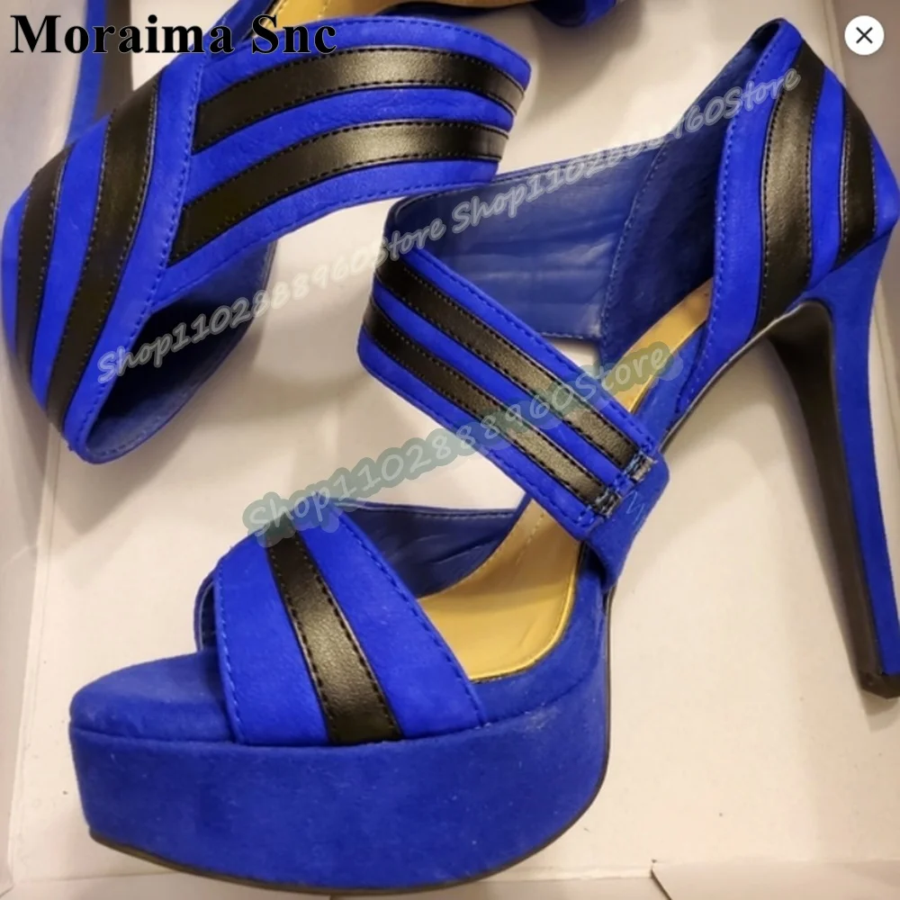 Black And Blue Splicing Strap Platform Sandals Stilettos High Heel Shoes For Women Slip On Open Toe Trendy Zapatos Para Mujer
Black And Blue Splicing Strap Platform Sandals Stilettos High Heel Shoes For Women Slip On Open Toe Trendy Zapatos Para Mujer