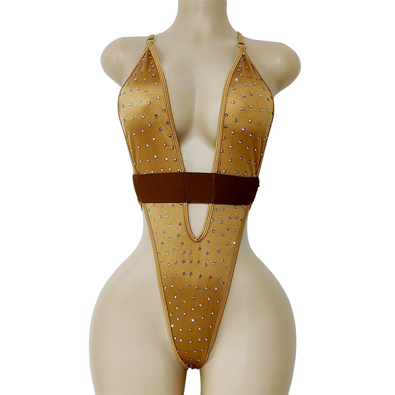 Custom Nylon Female Bodysuit for Women Sexy Exotic Elastic Gold AB Rhinestones Stripper Outfits Ballroom Performance Wear
Custom Nylon Female Bodysuit for Women Sexy Exotic Elastic Gold AB Rhinestones Stripper Outfits Ballroom Performance Wear