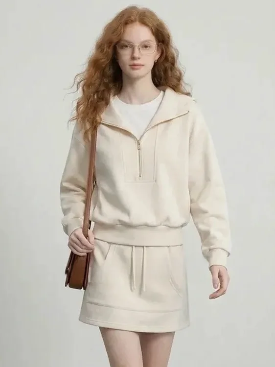 Casual Hooded Zipper Sweatirt High Waist Dstring ket Skirt Two Piece Set Spring New Arrival Faion Women's Ensemble
Casual Hooded Zipper Sweatirt High Waist Dstring ket Skirt Two Piece Set Spring New Arrival Faion Women's Ensemble