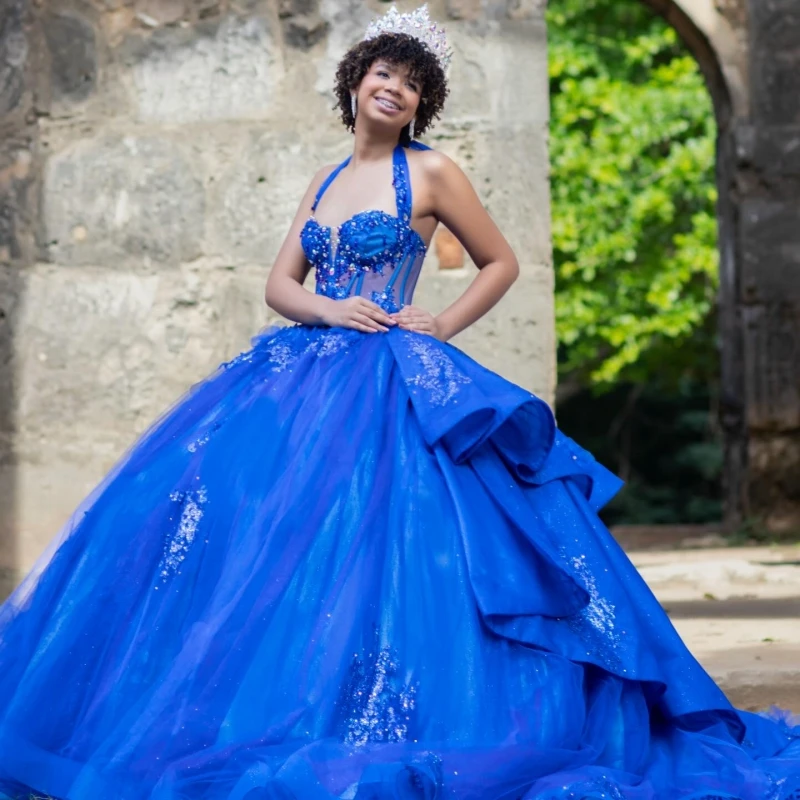 Royal Blue Quinceanera Dresses Appliques Lace Beading Crystal Corset Tull Princess Off The Shoulder Sweet 16 Dress Vestidos 15
Royal Blue Quinceanera Dresses Appliques Lace Beading Crystal Corset Tull Princess Off The Shoulder Sweet 16 Dress Vestidos 15