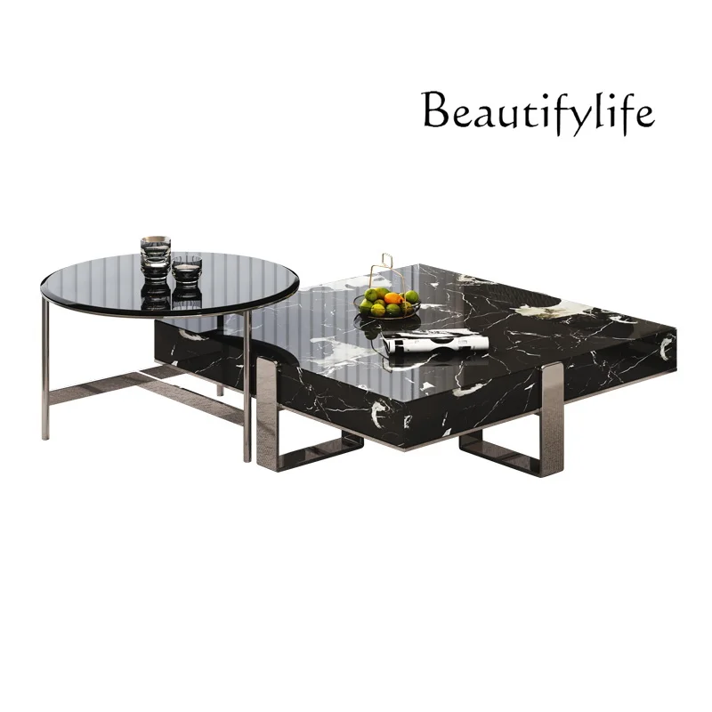 Italian minimalist marble square coffee table living room household size apartment designer tea table
Italian minimalist marble square coffee table living room household size apartment designer tea table