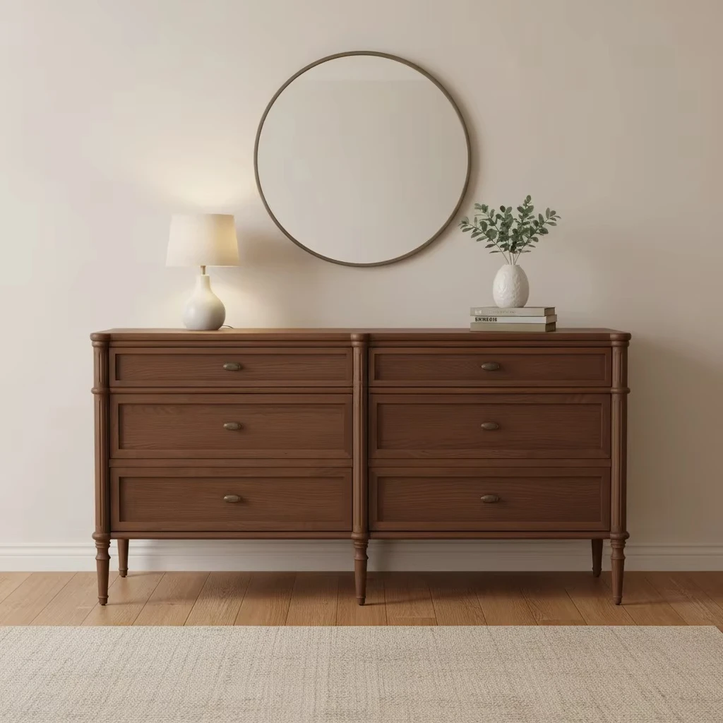 French Luxury Solid Oak Wood 6-Drawer Dresser with Handmade Durable Construction Modern Bedroom Storage MYHOME
French Luxury Solid Oak Wood 6-Drawer Dresser with Handmade Durable Construction Modern Bedroom Storage MYHOME