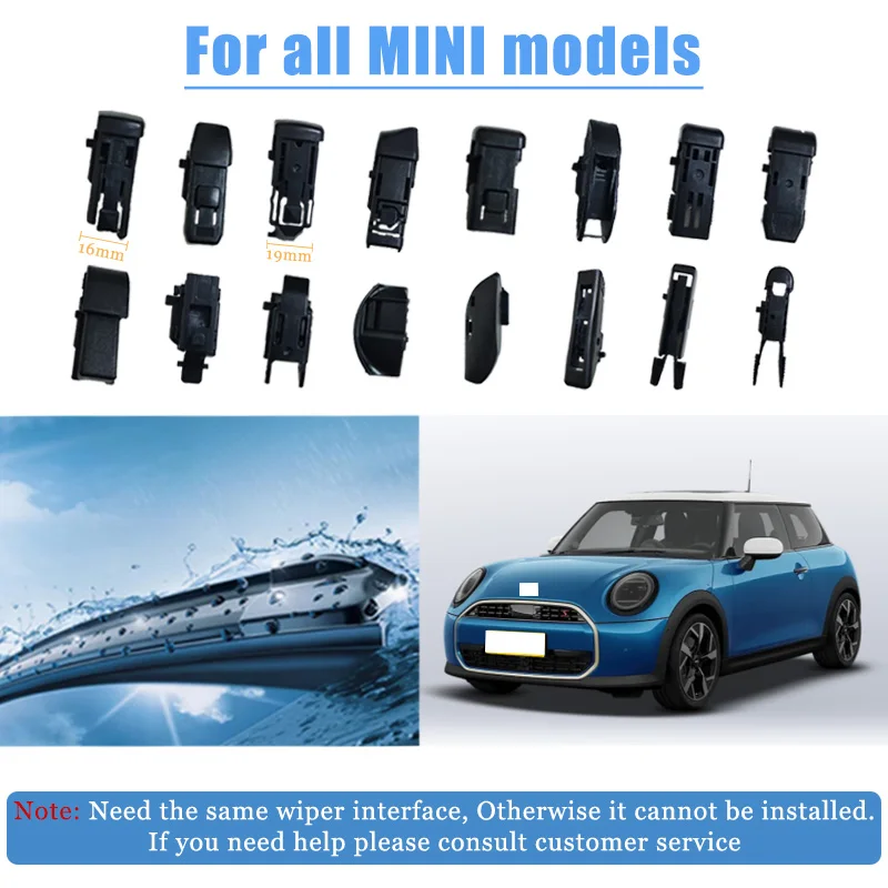 For MINI Car Windshield Wiper blades Hook Universal Soft Rubber Frameless Bracketless Car Wipers 18" 19" 20" 21" 22" 23"
For MINI Car Windshield Wiper blades Hook Universal Soft Rubber Frameless Bracketless Car Wipers 18" 19" 20" 21" 22" 23"