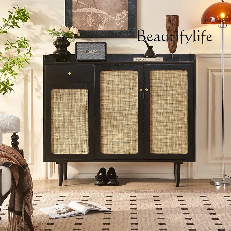 X40 French Medieval Solid Wood Shoe Cabinet Entry Rattan Entrance Decorative Storage Cabinet
X40 French Medieval Solid Wood Shoe Cabinet Entry Rattan Entrance Decorative Storage Cabinet