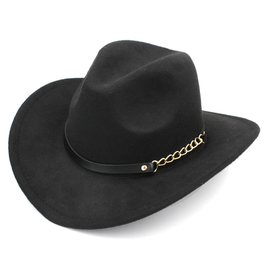 Western Cowboy Hat Wide Brim Cowgirl Cap with Chain Leather Band for Women&Men
Western Cowboy Hat Wide Brim Cowgirl Cap with Chain Leather Band for Women&Men