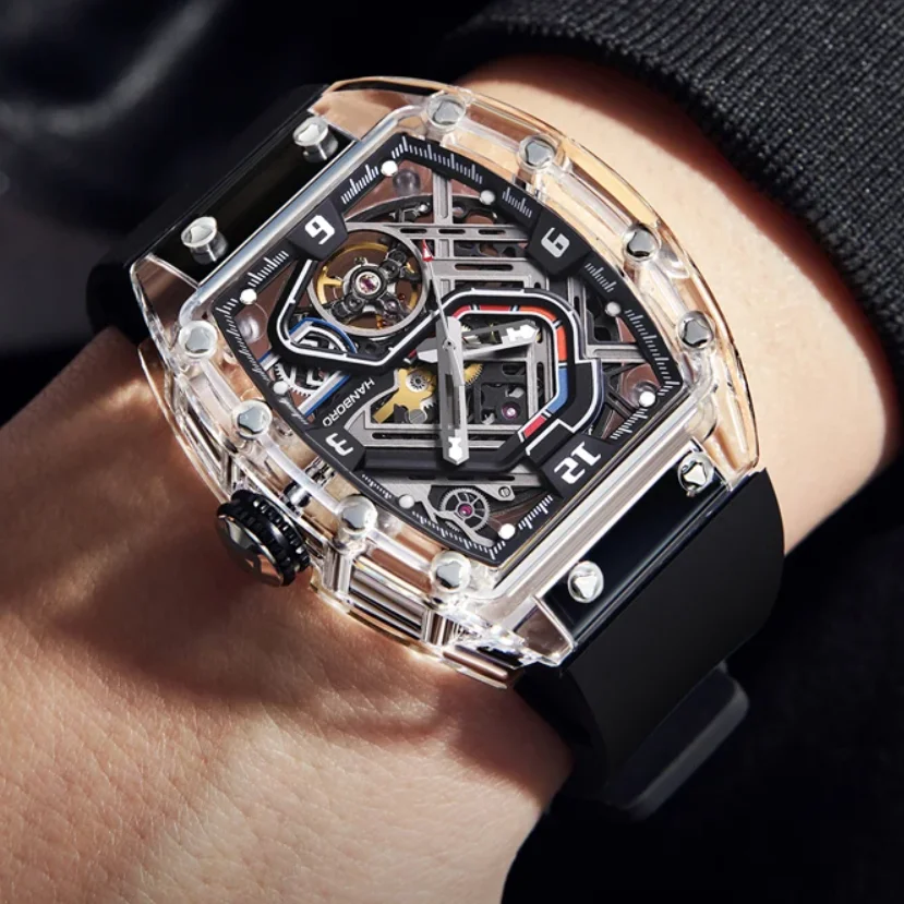 HANBORO Men Automatic Watch Tonneau Mechanical Wristwatch Luminous Acrylic Case Sapphire Mirror Luminous Racing Track Dial
HANBORO Men Automatic Watch Tonneau Mechanical Wristwatch Luminous Acrylic Case Sapphire Mirror Luminous Racing Track Dial