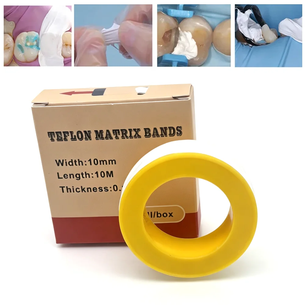 White Teflon Forming Strips for Dental Use, 10m Roll, Auxiliary Material for Tooth Filling
White Teflon Forming Strips for Dental Use, 10m Roll, Auxiliary Material for Tooth Filling