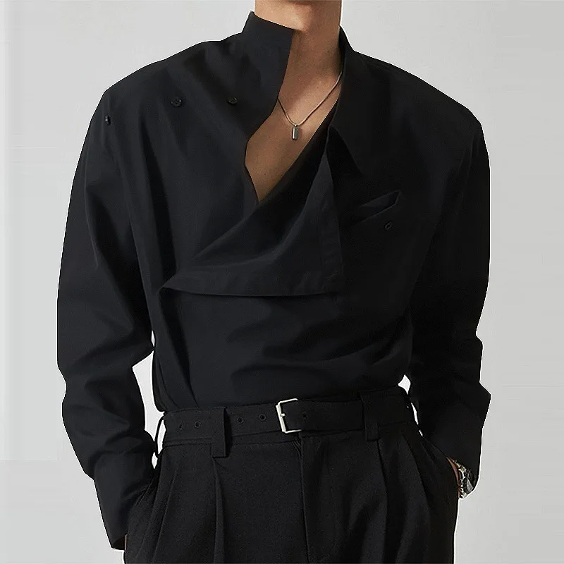 French Style Asymmetric Collar Long Sleeve Shirts for Men 2026 Runway Fashion Lightweight Irregular Button Up Chic Shirt Man
French Style Asymmetric Collar Long Sleeve Shirts for Men 2026 Runway Fashion Lightweight Irregular Button Up Chic Shirt Man