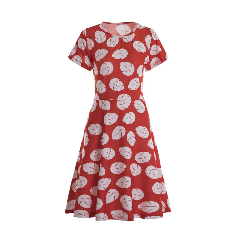 Women cosplay dress red short sleeve knee length casual evening party dress Lilo red leaf dress
Women cosplay dress red short sleeve knee length casual evening party dress Lilo red leaf dress