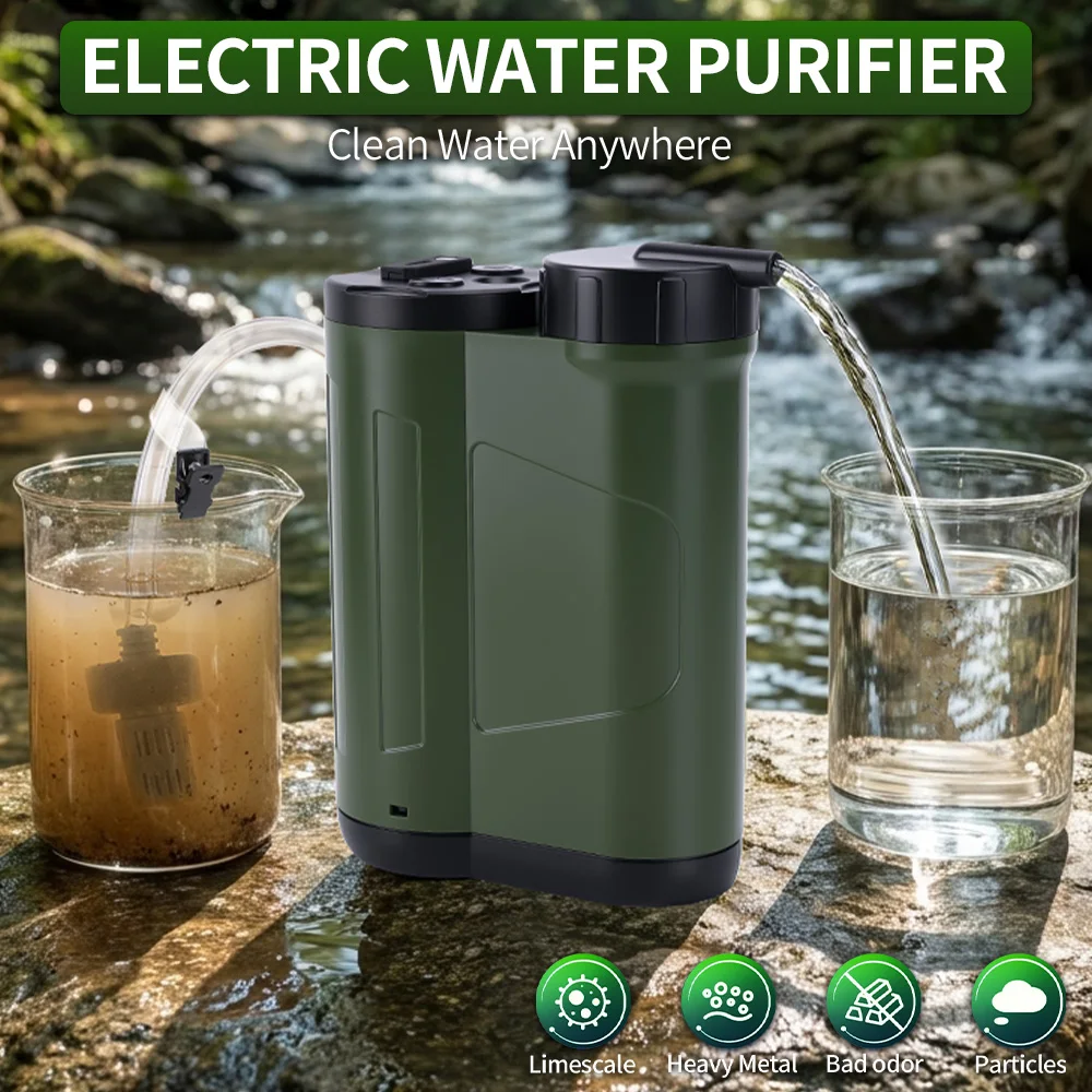 Portable Auto Water Purifier Pump with LED Light, Replaceable Carbon 0.01 Micron Water Filter | 5 Filter Stages
Portable Auto Water Purifier Pump with LED Light, Replaceable Carbon 0.01 Micron Water Filter | 5 Filter Stages