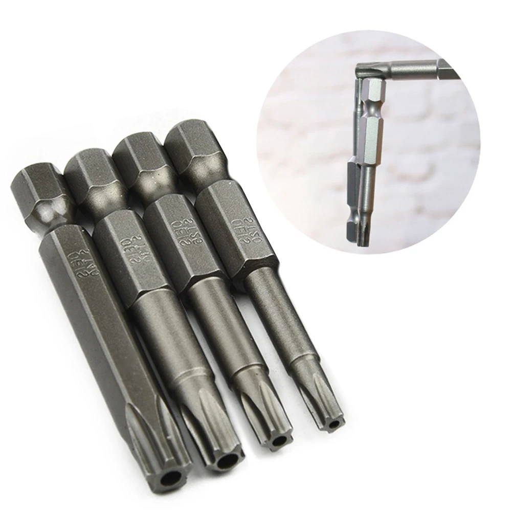4pcs 50mm T20-T40 Magnetic Torx Screwdriver Bits Alloy Steel Electric Screwdriver Hexagonal Shank For DIY Home Projects
4pcs 50mm T20-T40 Magnetic Torx Screwdriver Bits Alloy Steel Electric Screwdriver Hexagonal Shank For DIY Home Projects