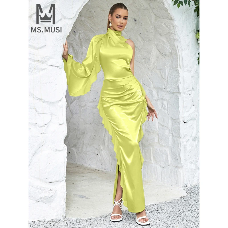 MSMUSI 2024 New Fashion Women Sexy One Shoulder Lace Mesh Ruffles Draped Fold Long Sleeve Bodycon Party Club Slit Maxi Dress
MSMUSI 2024 New Fashion Women Sexy One Shoulder Lace Mesh Ruffles Draped Fold Long Sleeve Bodycon Party Club Slit Maxi Dress