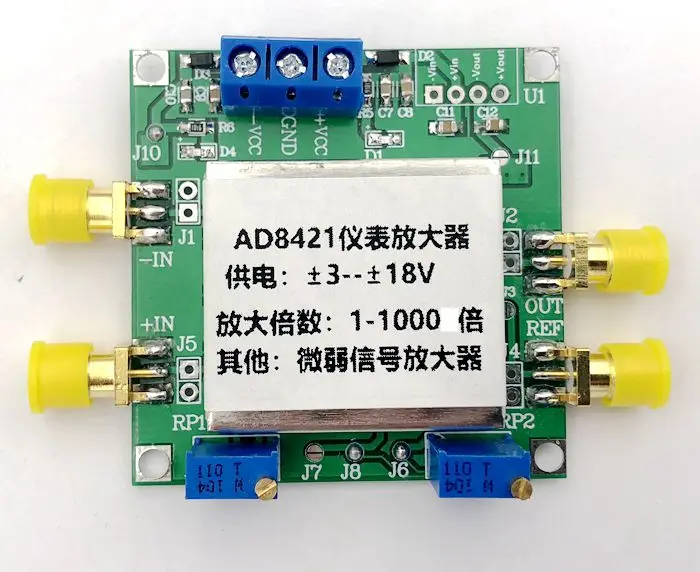 AD8421 Amplifier Module Instrument Amplifier Millivolt Microvolt Small Signal with Shielded Box Single and Double Power Supply
AD8421 Amplifier Module Instrument Amplifier Millivolt Microvolt Small Signal with Shielded Box Single and Double Power Supply
