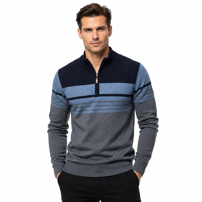 Men's Quarter Zip Pullover Sweater Casual Knit Sweatshirt Long Sleeve Color Block Jumper
Men's Quarter Zip Pullover Sweater Casual Knit Sweatshirt Long Sleeve Color Block Jumper