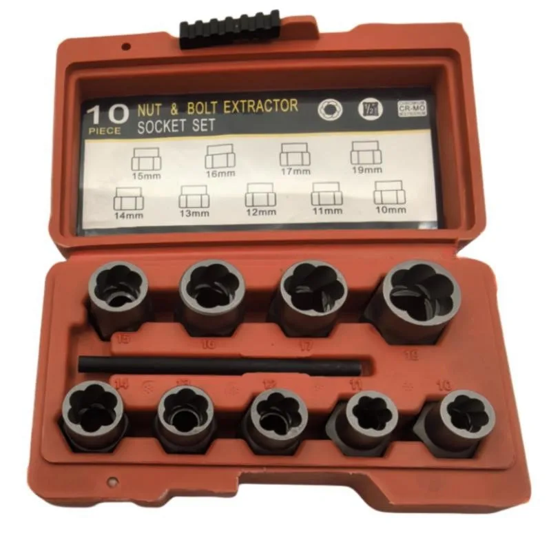 Набор из 10 экстракторов для гаек, инструмент для шестигранных винтов, экстрактор для поврежденных гаек и болтов, торцевая головка с обратной резьбой и обратной спиралью
Набор из 10 экстракторов для гаек, инструмент для шестигранных винтов, экстрактор для поврежденных гаек и болтов, торцевая головка с обратной резьбой и обратной спиралью