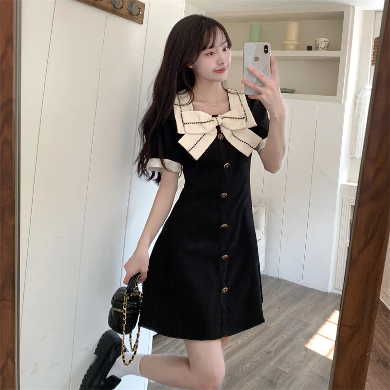High Waist Dress Women Summer Bow Sweet Square Collar Short Sleeve Princess Girlish Elegant Office Lady Korean Style Preppy Chic
High Waist Dress Women Summer Bow Sweet Square Collar Short Sleeve Princess Girlish Elegant Office Lady Korean Style Preppy Chic