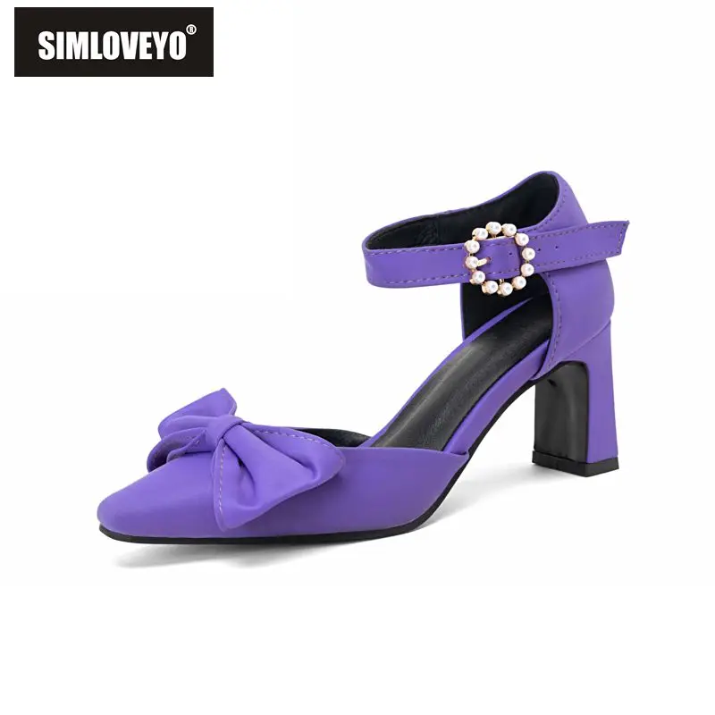 SIMLOVEYO Purple Women Sandals Square Toe 7cm Block Heel Buckle Strap Butterfly Knot Plus Size 43 44 45 Soft Sweet Dating Shoes
SIMLOVEYO Purple Women Sandals Square Toe 7cm Block Heel Buckle Strap Butterfly Knot Plus Size 43 44 45 Soft Sweet Dating Shoes