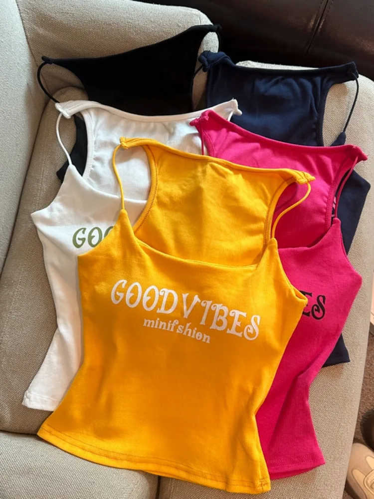 Korean Style Hot Girl Letter Print Crop Top Women's Slim Fit Tank Top Summer New Fashion with Chest Pad Short Length Shirt
Korean Style Hot Girl Letter Print Crop Top Women's Slim Fit Tank Top Summer New Fashion with Chest Pad Short Length Shirt