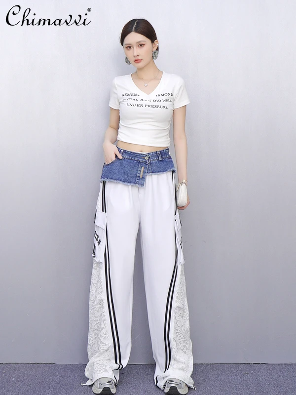 2025 Summer Clothes New Women's Fashion Casual Pants Sweet Cool Girl Loose Splicing Lace Overalls Mopping Wide-leg Pants
2025 Summer Clothes New Women's Fashion Casual Pants Sweet Cool Girl Loose Splicing Lace Overalls Mopping Wide-leg Pants