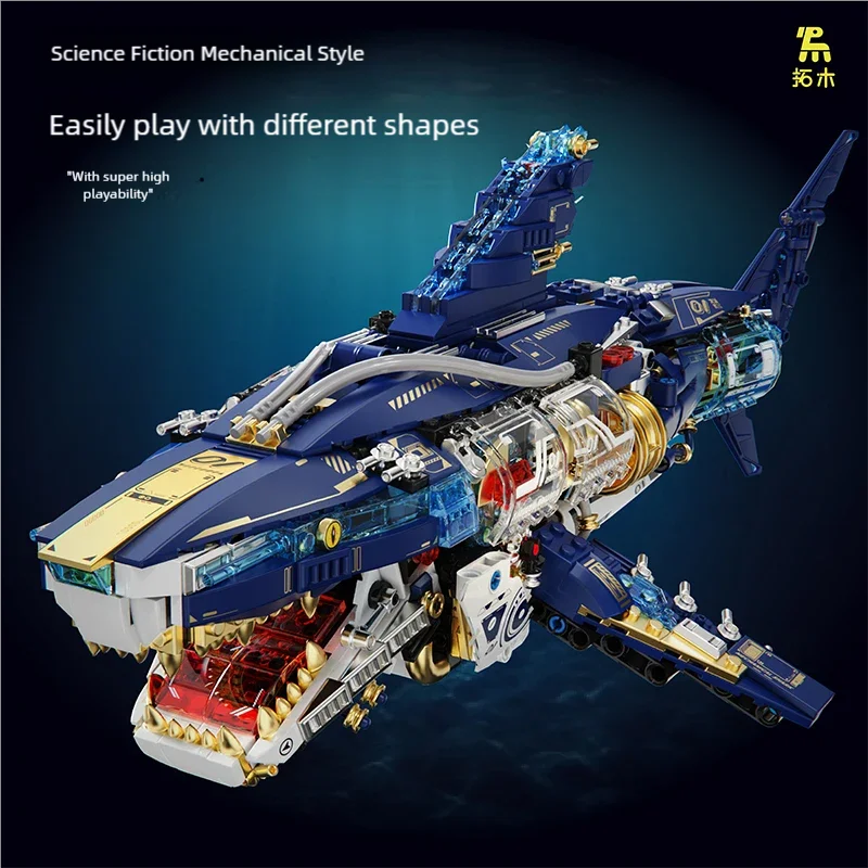 Mechanical Shark building blocks Deep-sea animal model ornament Steampunk style construction toys children gift
Mechanical Shark building blocks Deep-sea animal model ornament Steampunk style construction toys children gift