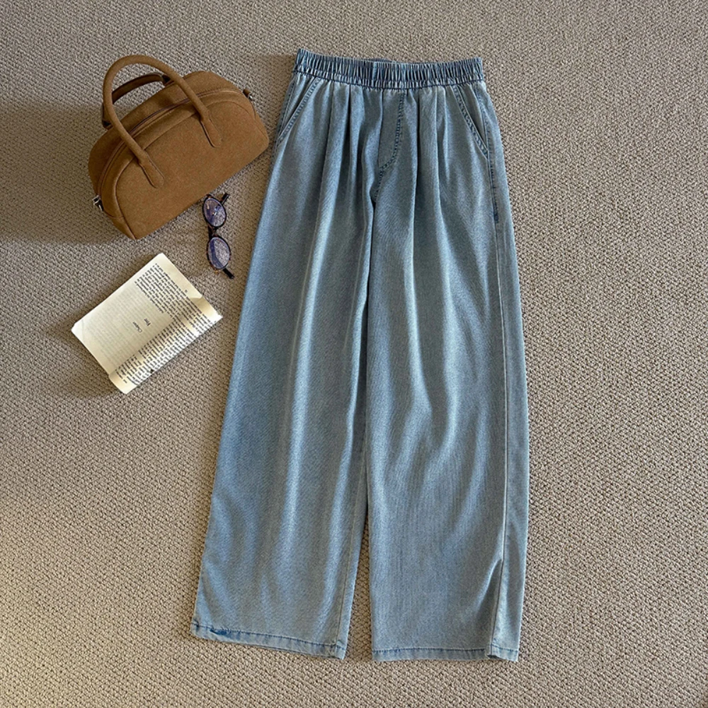 Spring Summer Thin Denim Pants Women's Casual All-Match Elastic High Waist Wide Leg Long Jeans Solid Office Lady Trousers
Spring Summer Thin Denim Pants Women's Casual All-Match Elastic High Waist Wide Leg Long Jeans Solid Office Lady Trousers