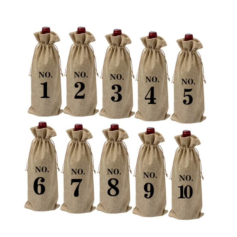 10 Pcs Burlap Wine Bags with Drawstring Numbered Glass Bottle Cover Packaging Wrap Bag Christmas Wedding Home Decor
10 Pcs Burlap Wine Bags with Drawstring Numbered Glass Bottle Cover Packaging Wrap Bag Christmas Wedding Home Decor