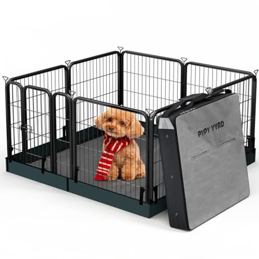 Dog playpen for indoor use heavy-duty steel black includes bottom mat and storage bag 24 H with 8 panels and square base
Dog playpen for indoor use heavy-duty steel black includes bottom mat and storage bag 24 H with 8 panels and square base