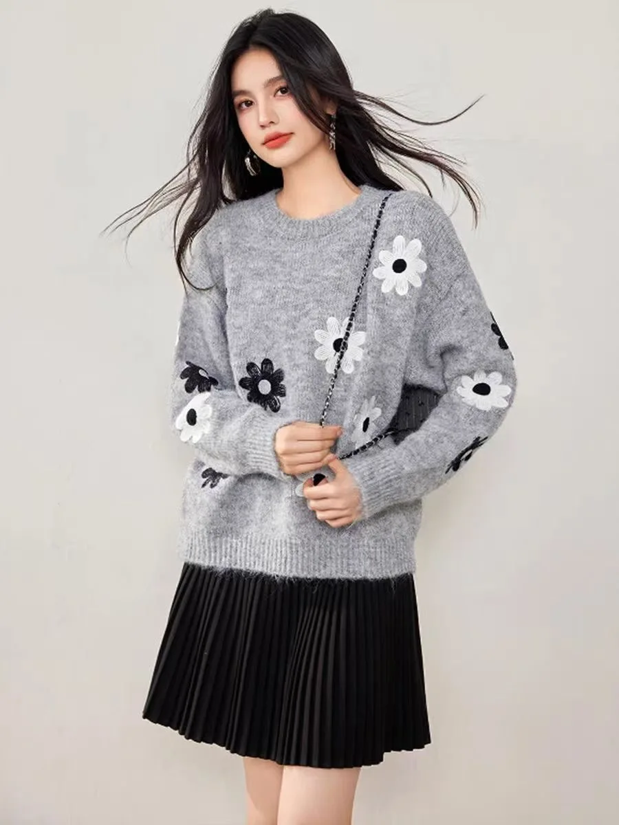 Women's Elegant O-Neck Sweater Fashion Flower Long Sleeve Slim Knitted Pullover Autumn Winter Casual Versatile Beautiful Top
Women's Elegant O-Neck Sweater Fashion Flower Long Sleeve Slim Knitted Pullover Autumn Winter Casual Versatile Beautiful Top