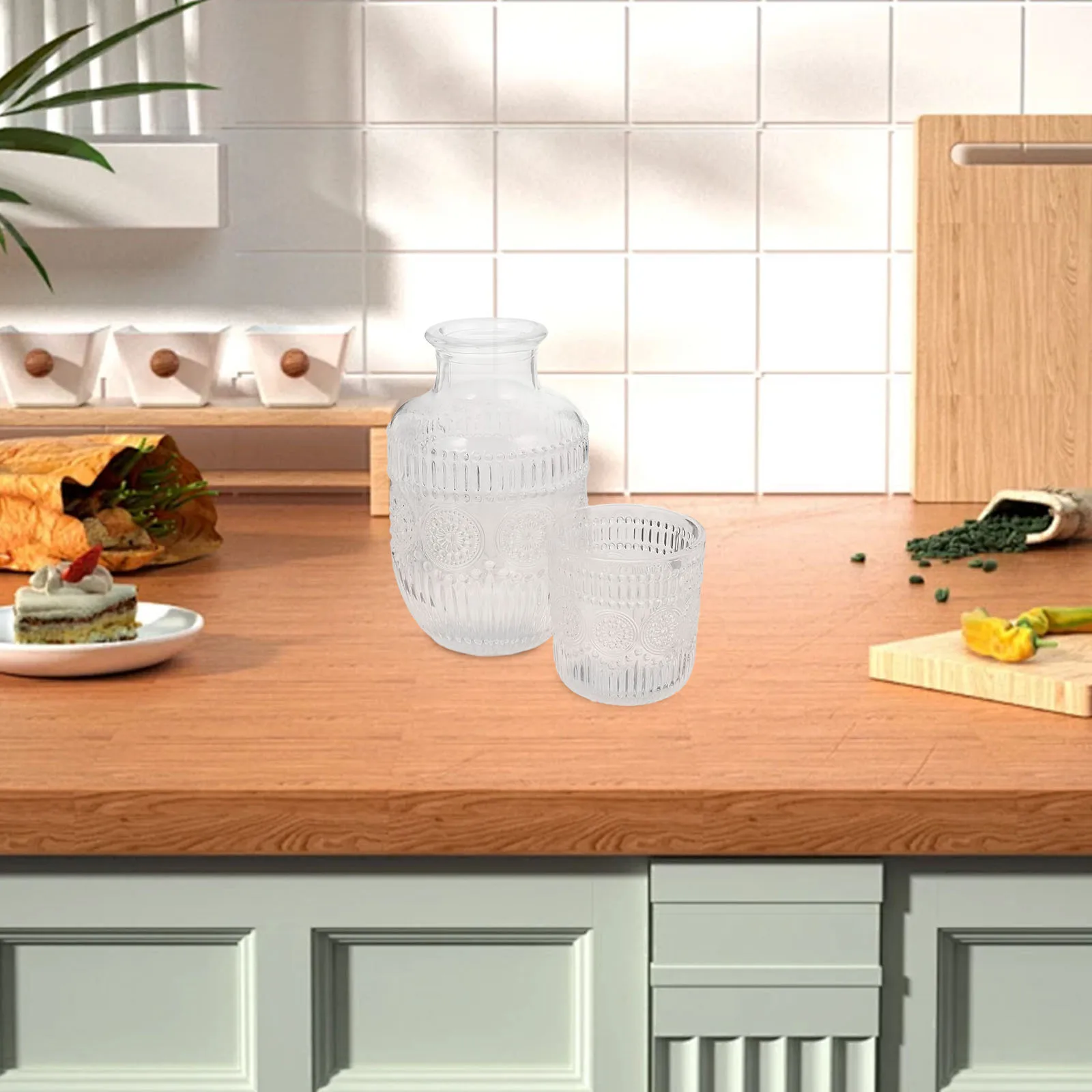 Tumbler Cup Glass Carafe with Cup Water Bottle Set for Bedroom Nightstand Decanter Pitcher Milk Wine Beer Beverage Dispenser
Tumbler Cup Glass Carafe with Cup Water Bottle Set for Bedroom Nightstand Decanter Pitcher Milk Wine Beer Beverage Dispenser