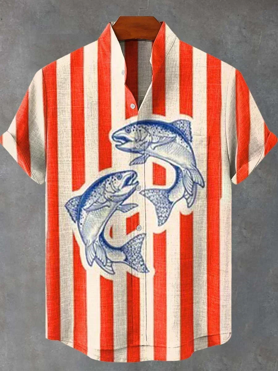 New 2025 Vintage Stripe Sardine Art 3D Print Casual Fashion Linen Short Sleeve Shirts Men's And Women's Clothing 
New 2025 Vintage Stripe Sardine Art 3D Print Casual Fashion Linen Short Sleeve Shirts Men's And Women's Clothing