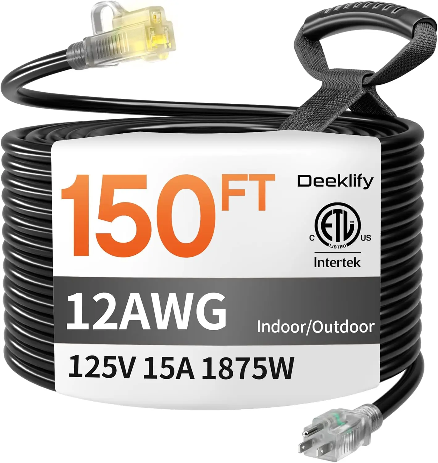 12 Gauge 150 FT Heavy Duty Outdoor Extension Cord Waterproof with Lighted End,Black 12 Gauge Extension Cord Flexible and Cold
12 Gauge 150 FT Heavy Duty Outdoor Extension Cord Waterproof with Lighted End,Black 12 Gauge Extension Cord Flexible and Cold