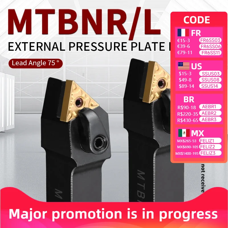 MTBNR External Turning ToolMTBNR1616H16 2020K16 2525M16 Triangular Turning Toolholders Clamping Lathe Tools Cutting Tools CNC
MTBNR External Turning ToolMTBNR1616H16 2020K16 2525M16 Triangular Turning Toolholders Clamping Lathe Tools Cutting Tools CNC
