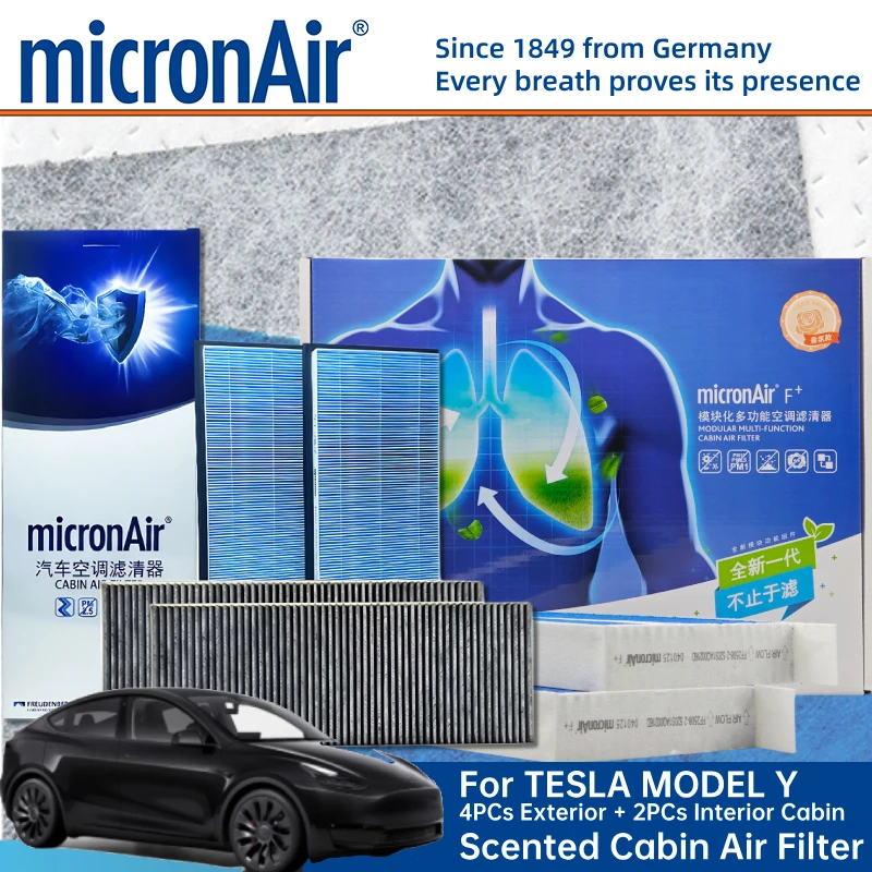 For Tesla Model Y micronAir HEPA + Carbon Cabin Filter Kit With Scented AC Filter Interior FF2508-2 Full Set 4/6 Pcs
For Tesla Model Y micronAir HEPA + Carbon Cabin Filter Kit With Scented AC Filter Interior FF2508-2 Full Set 4/6 Pcs