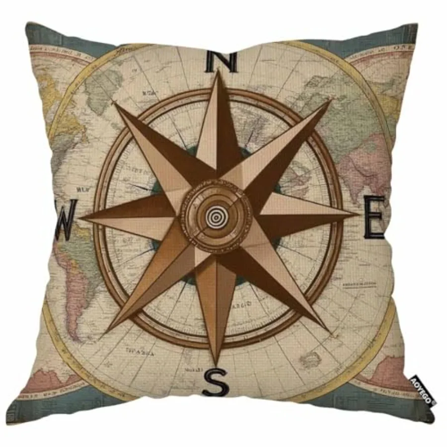 Compass Throw Pillow Cover World Map Earth Direction History Ancient Antique Century Geography Pillow Case 18x18 Inch Decorativ
Compass Throw Pillow Cover World Map Earth Direction History Ancient Antique Century Geography Pillow Case 18x18 Inch Decorativ