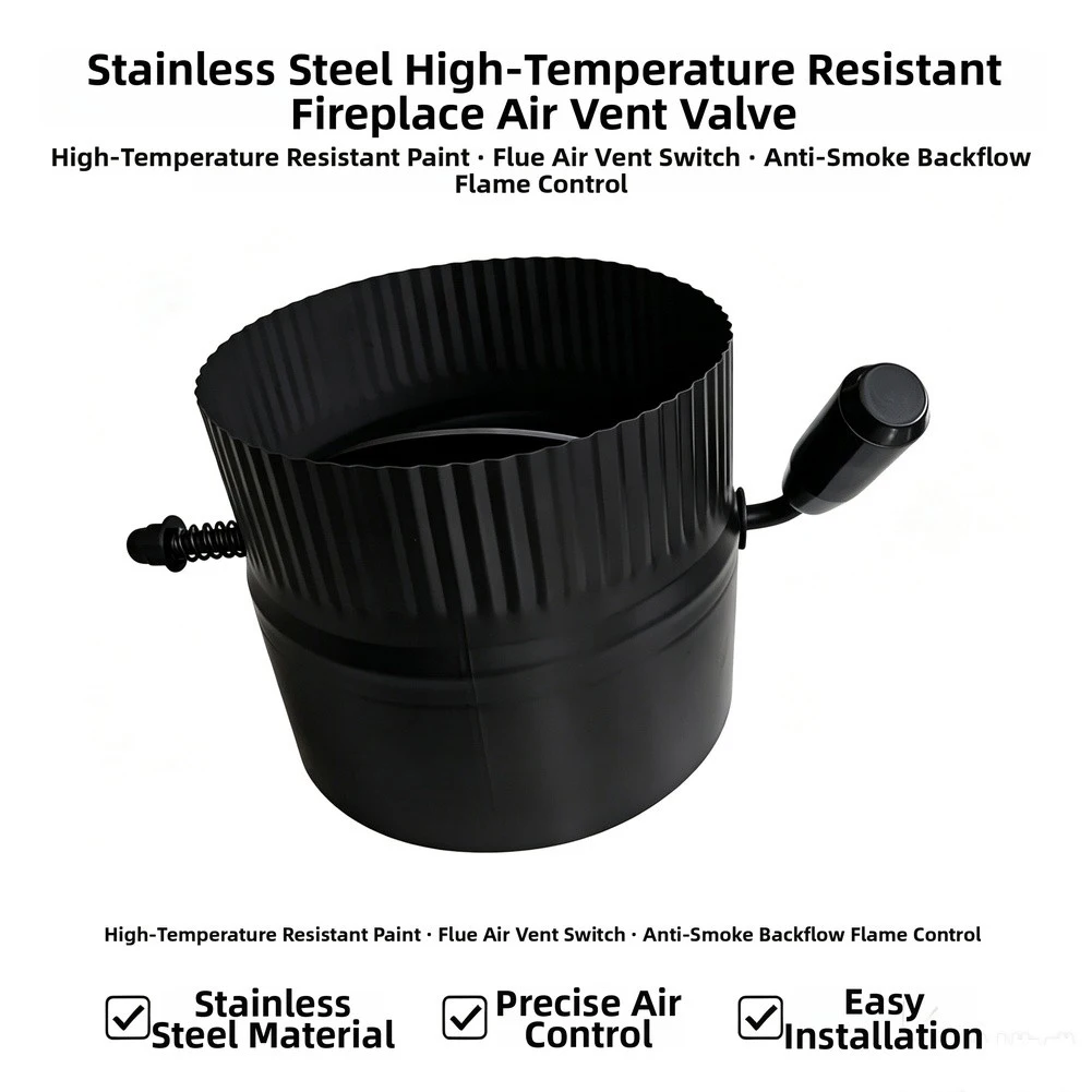 Efficient Stove Pipe Damper Elbow Flue Regulator Black Cool-touch Silicone Handle Heavy-duty Steel Construction
Efficient Stove Pipe Damper Elbow Flue Regulator Black Cool-touch Silicone Handle Heavy-duty Steel Construction