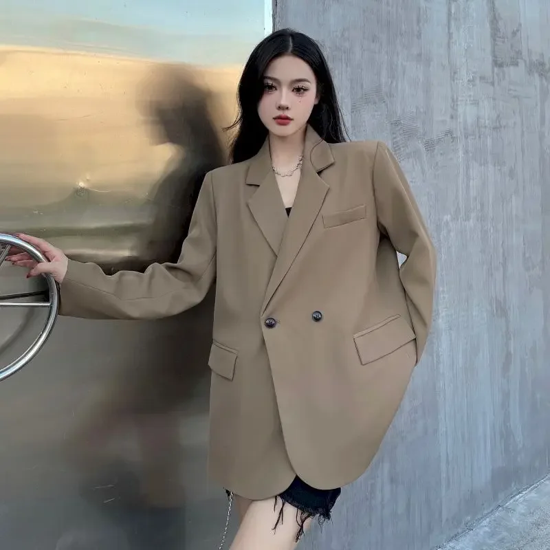 Insozkdg Women Fashion Double Breasted Loose Fitting Blazer Coat Vintage Long Sleeve Pockets Female Outerwear Chic
Insozkdg Women Fashion Double Breasted Loose Fitting Blazer Coat Vintage Long Sleeve Pockets Female Outerwear Chic