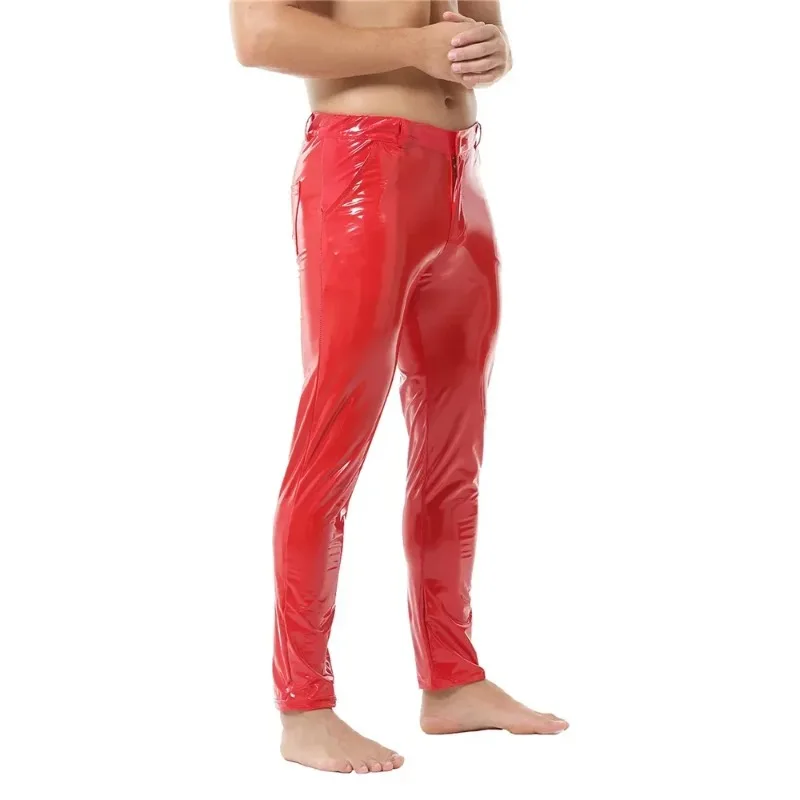 Casual Fashion Men Shiny Wetlook PVC Leather Pockets Long Pants Fashion Tight Trousers Nightclub Dance Stage Performance Costume
Casual Fashion Men Shiny Wetlook PVC Leather Pockets Long Pants Fashion Tight Trousers Nightclub Dance Stage Performance Costume