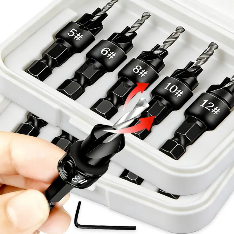 5 шт./компл. шестиугольная ручка, потайная спиральная дрель, снятие фаски, цельная шестиугольная ручка, потайные сверла со стальным гаечным ключом
5 шт./компл. шестиугольная ручка, потайная спиральная дрель, снятие фаски, цельная шестиугольная ручка, потайные сверла со стальным гаечным ключом